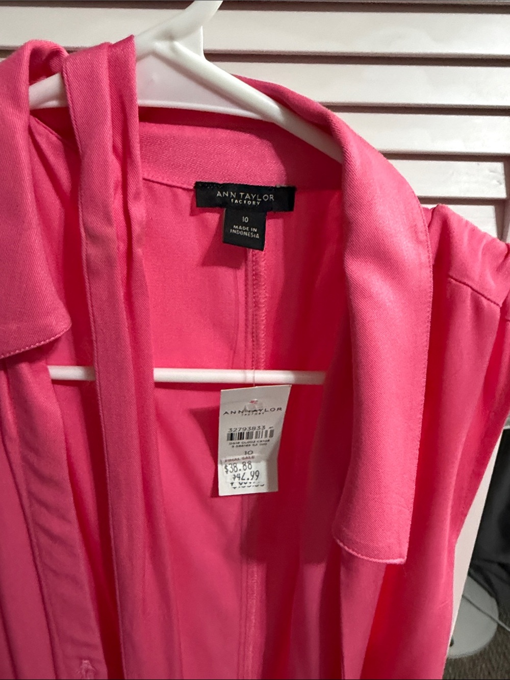Ann Taylor Factory Bright Pink Sleeveless Blazer